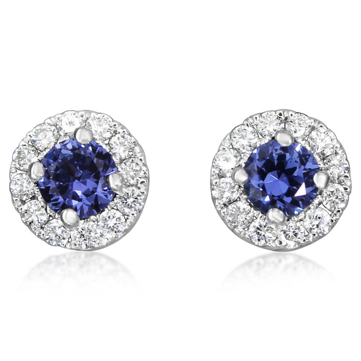 14K White Gold Yogo Sapphire/Diamond Earrings
