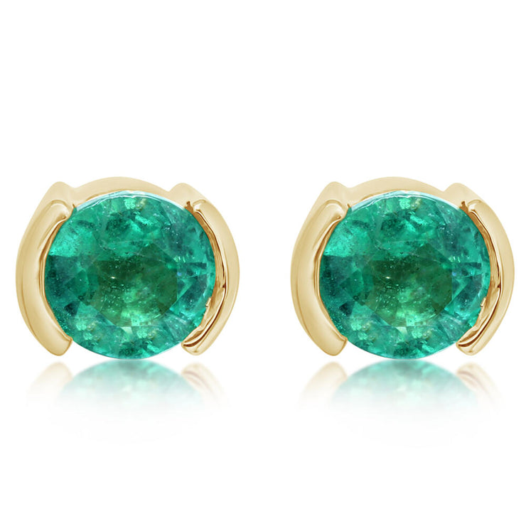 14K Yellow Gold Emerald Earrings