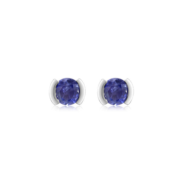 14K White Gold Blue Sapphire Earrings