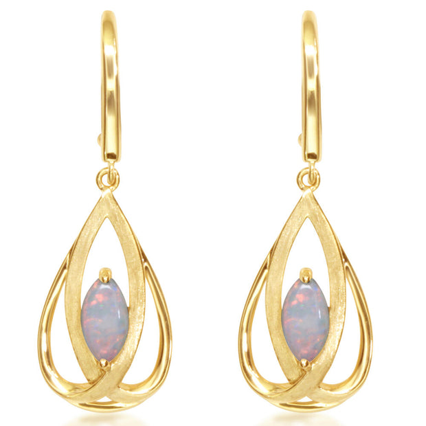 14K Yellow Gold Australian Opal Earrings