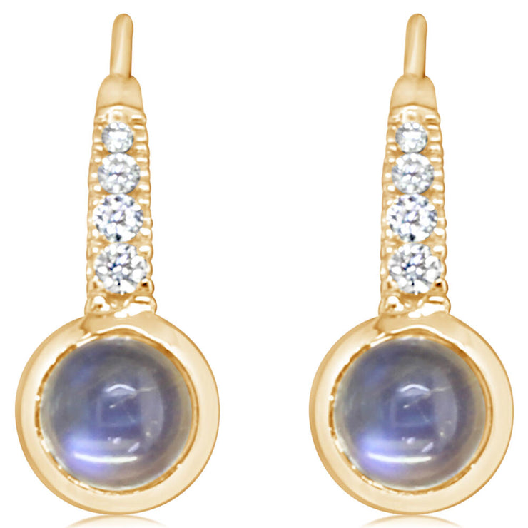 14K Yellow Gold Moonstone/Diamond Earrings