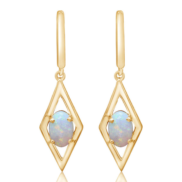 14K Yellow Gold Moonstone Earrings