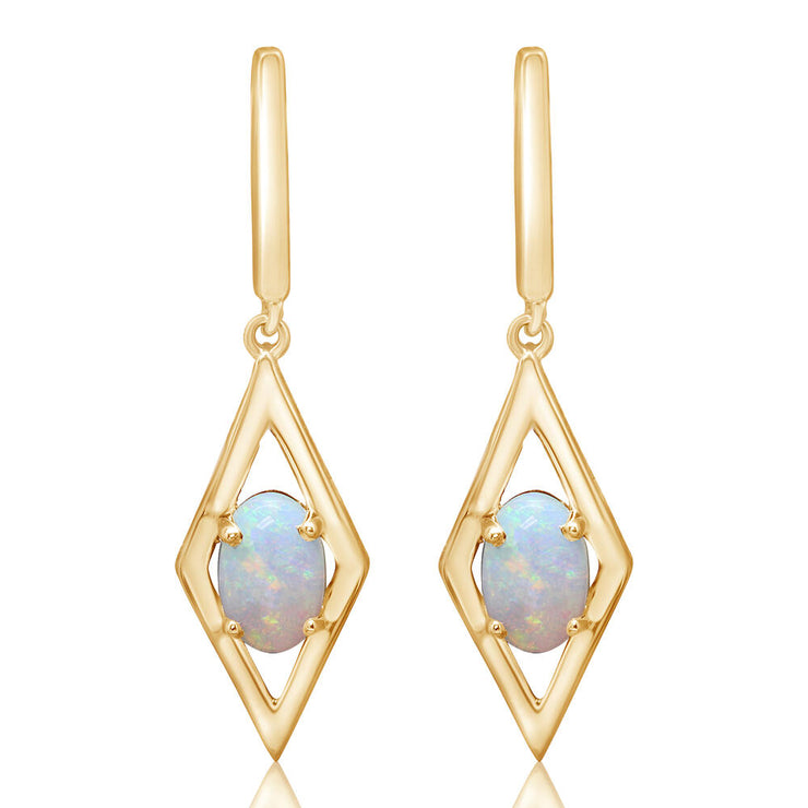 14K Yellow Gold Moonstone Earrings