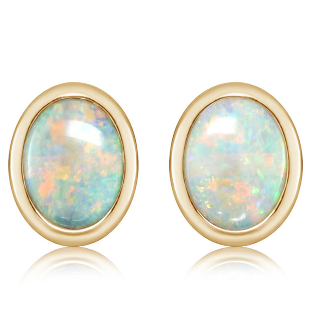 14K Yellow Gold Australian Opal Earrings