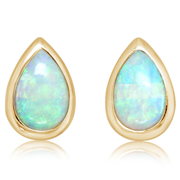 14K Yellow Gold Australian Opal Earrings