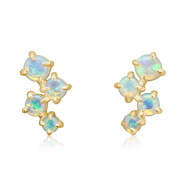 14K Yellow Gold Australian Opal Earrings