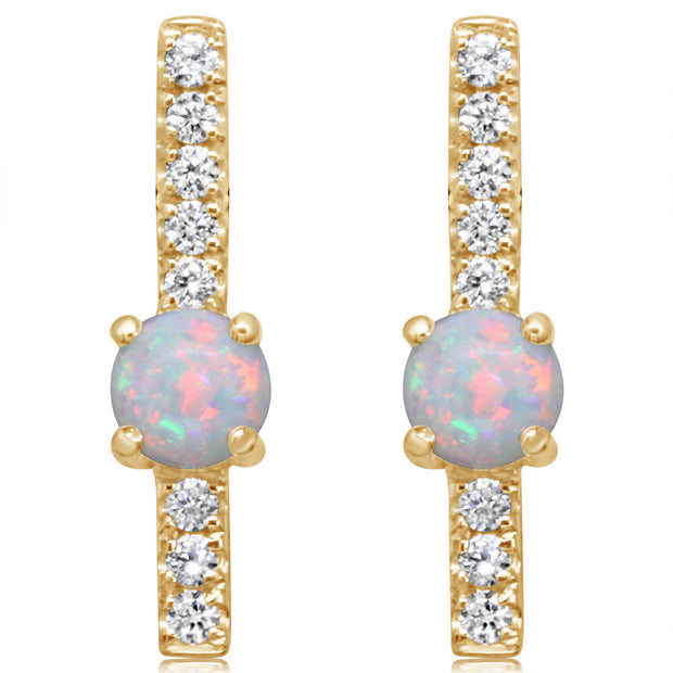 14K White Goldaustralian Opal/Diamond Earrings