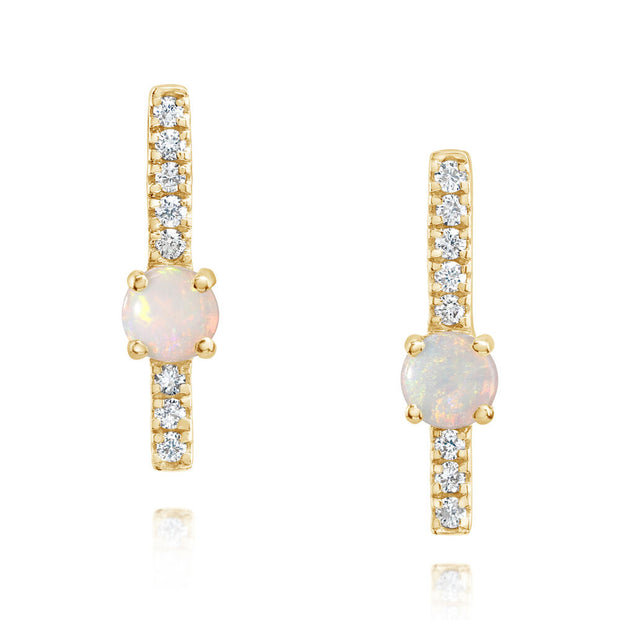 14K Yellow Goldaustralian Opal/Diamond Earrings
