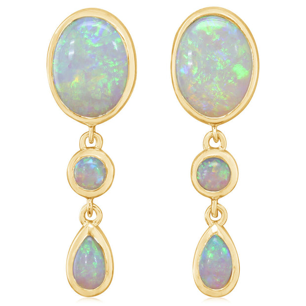 14K Yellow Gold Australian Opal Earrings