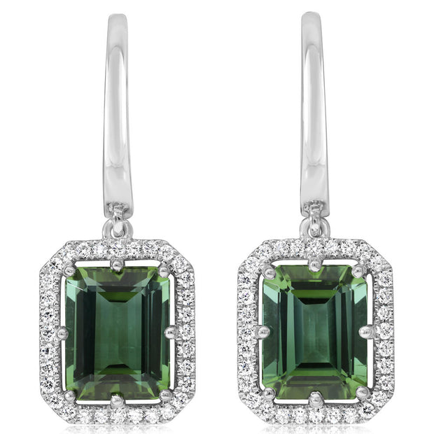 Platinum Green Tourmaline/Diamond Earrings
