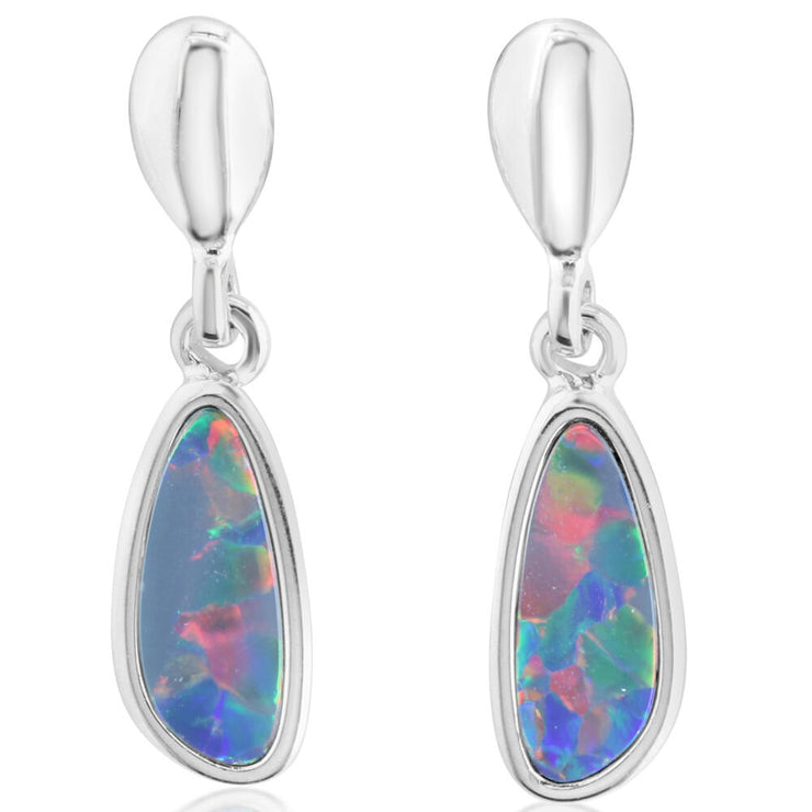 Sterling Silver Australian Opal Doublet Earrings
