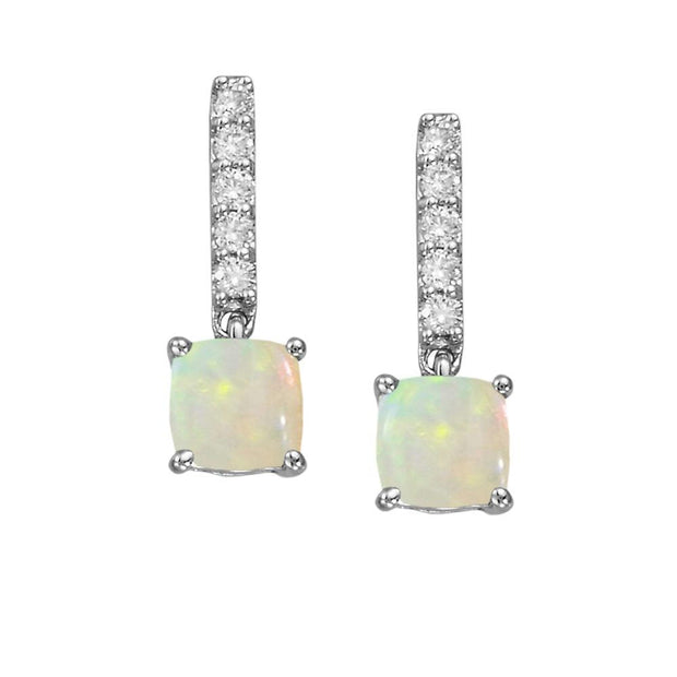 14K White Gold Opal/Diamond Earrings