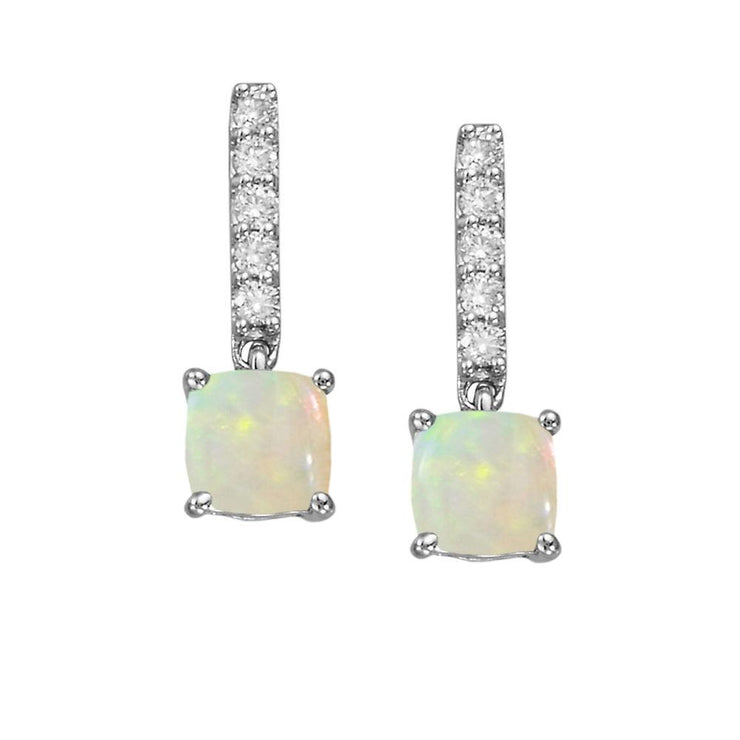 14K White Gold Opal/Diamond Earrings