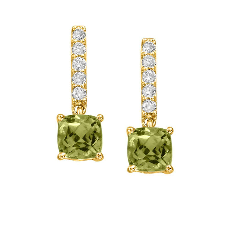 14K Yellow Gold Peridot/Diamond Earrings