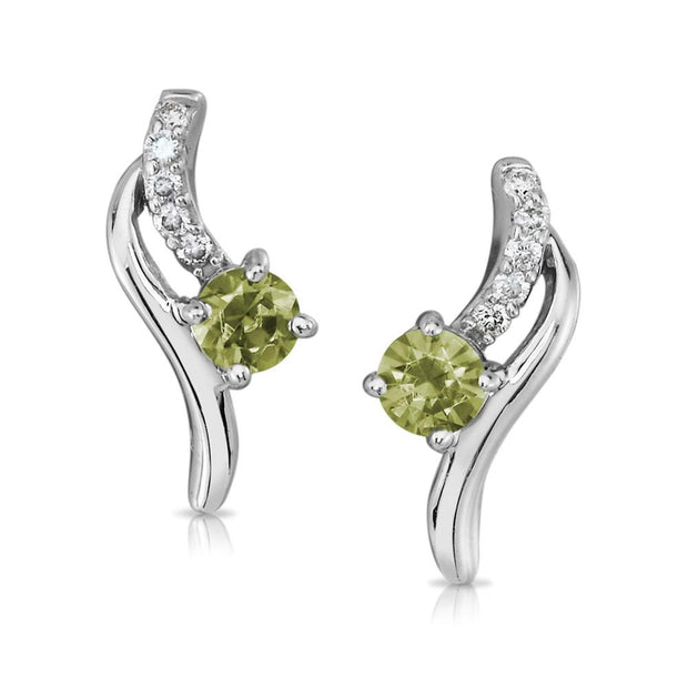 14K White Gold Peridot/Diamond Earrings