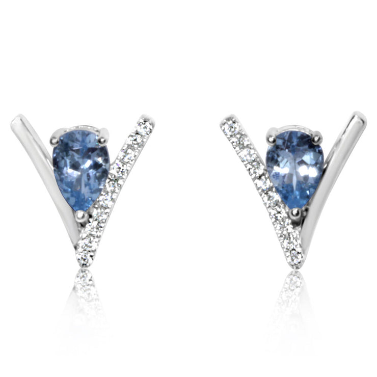 14K White Gold Aquamarine/Diamond Earrings