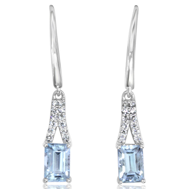 14K White Gold Aquamarine/Diamond Earrings