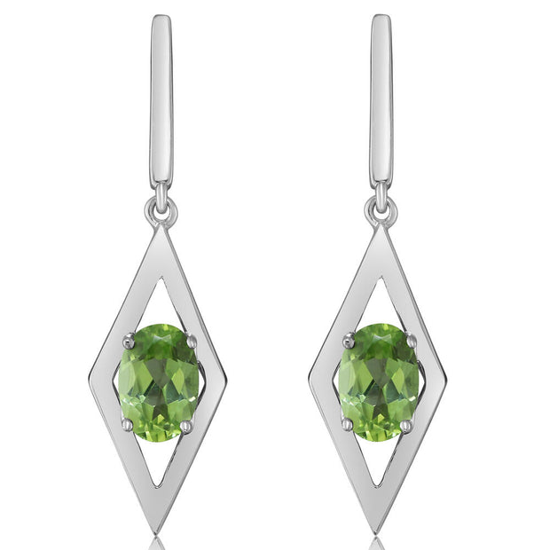 14K White Gold Peridot Earrings
