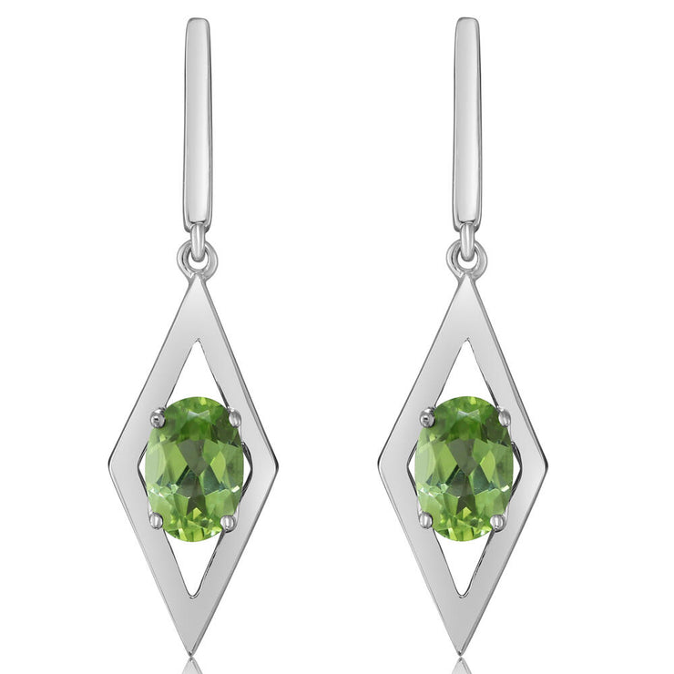 14K White Gold Peridot Earrings