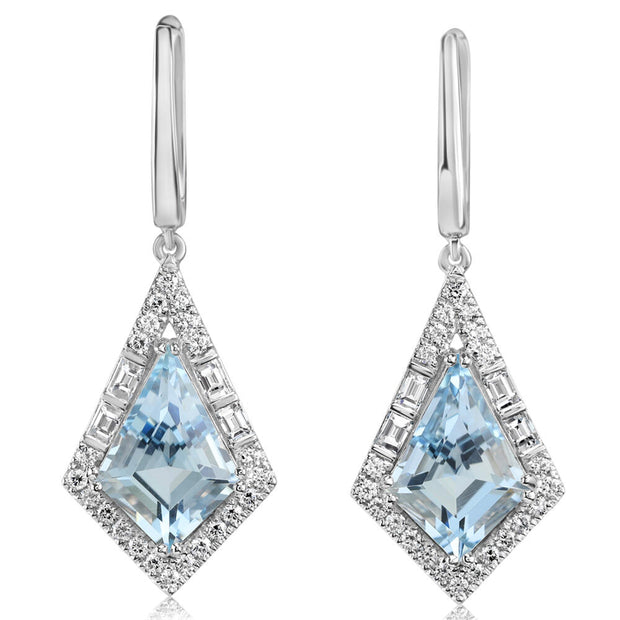 Platinum Aquamarine/Diamond Earrings
