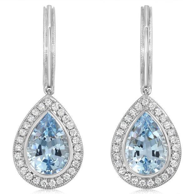 Platinum Aquamarine/Diamond Earrings