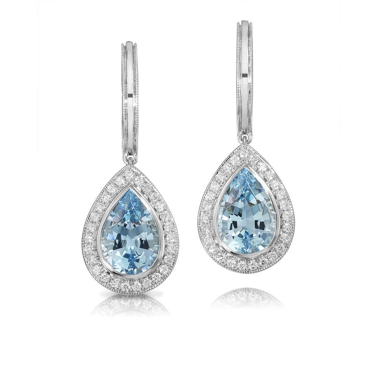 Platinum Aquamarine/Diamond Earrings