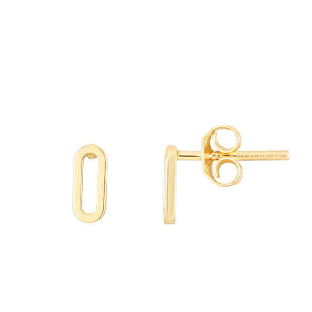 14K Yellow Gold Mini Paperclip Studs