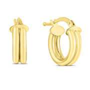 14K Gold 8mm Double Row Round Hoops