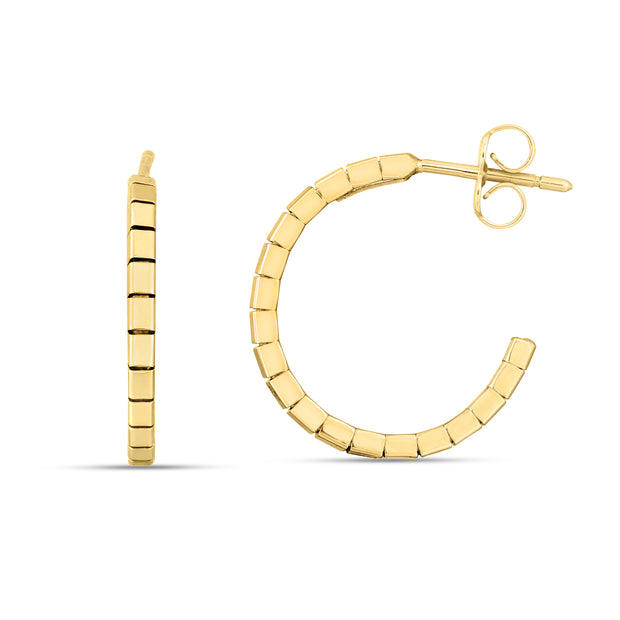 14K Brick Omega Hoop Earrings