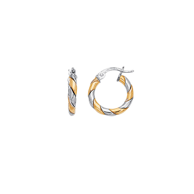 14K Gold 2x15mm Twist Hoop Earring