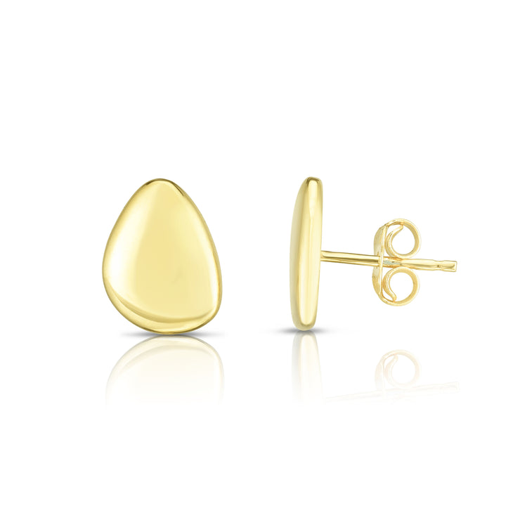 14K Gold Polished Bean Post Earring