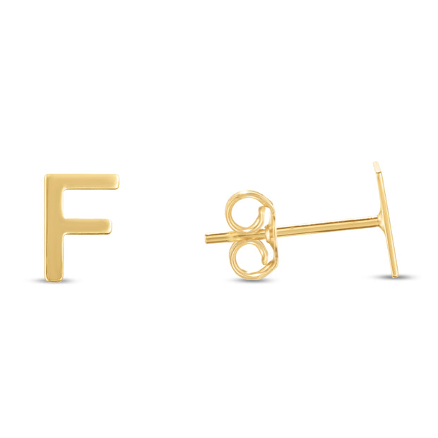 14K Gold Initial F Stud Earring