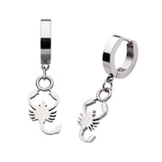Stainless Steel Huggie Earrings with Scorpio Charm
