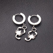 Stainless Steel Huggie Earrings with Scorpio Charm