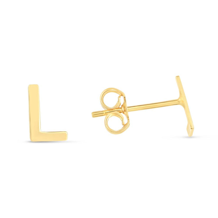 14K Gold Initial L Stud Earring