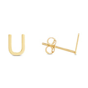 14K Gold Initial U Stud Earring