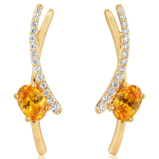 14K Yellow Gold Mint Garnet/Diamond Earrings