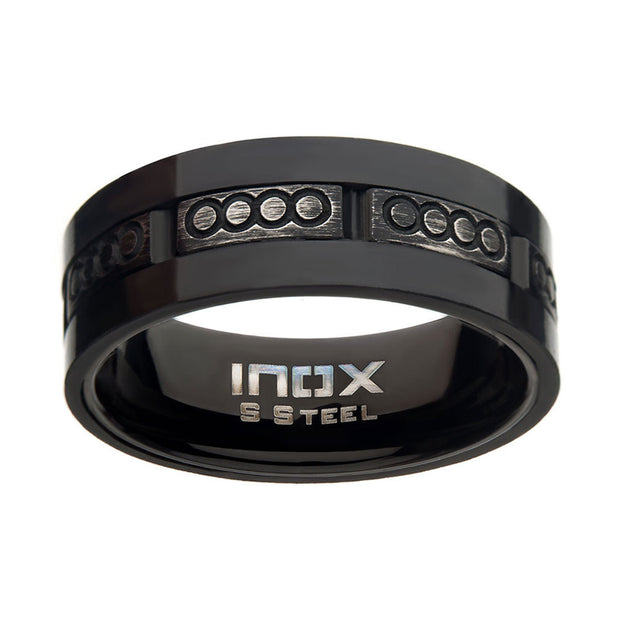 Antiqued Black IP & Carbon Fiber Ring