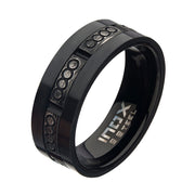Antiqued Black IP & Carbon Fiber Ring