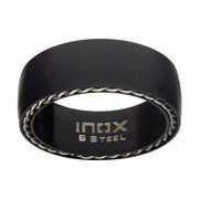 Matte Stainless Steel and Black IP Sand Finish Ring
