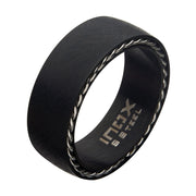 Matte Stainless Steel and Black IP Sand Finish Ring
