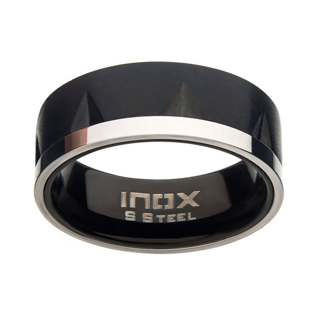 Matte Stainless Steel & Black IP with Notch Ring