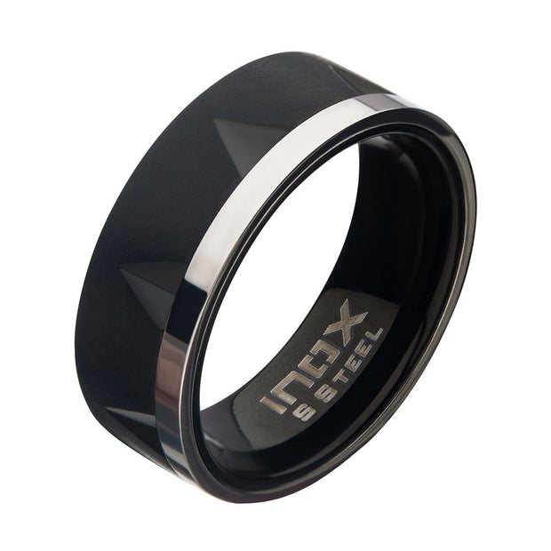 Matte Stainless Steel & Black IP with Notch Ring