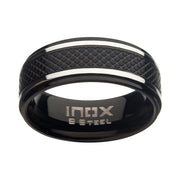 Matte Stainless Steel & Black IP Quilt Ring