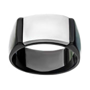 Two Tone Stainless Steel, Black IP Engraveable Signet Ring