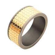 Gun Metal IP with 18Kt Gold IP Grid Inlay Ring