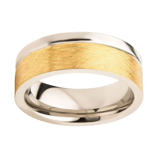 Steel with Brushed Gold IP Comfort Fit Ring