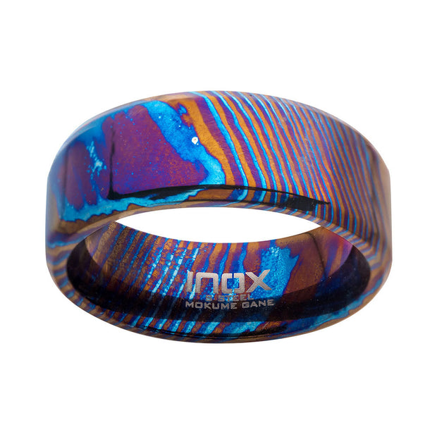 Woodgrain Pattern Mokume Gane Inlay Titanium Ring