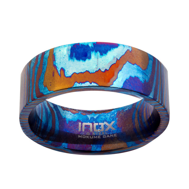 Raindrop Pattern Mokume Gane Inlay Titanium Ring
