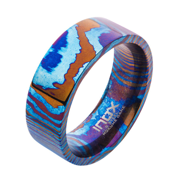 Raindrop Pattern Mokume Gane Inlay Titanium Ring